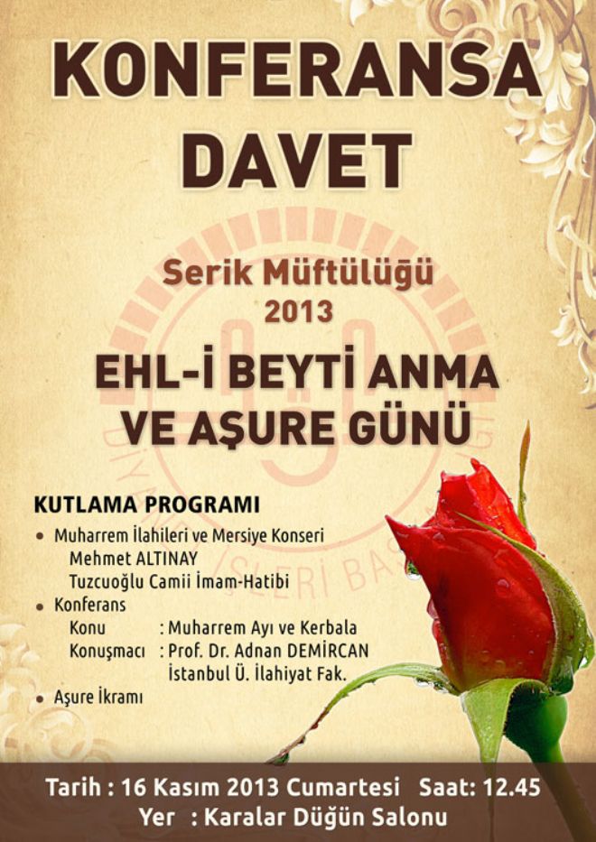 İLÇE MÜFTÜLÜĞÜNDEN EHL-İ BEYTİ ANMA VE AŞURE GÜNÜ 