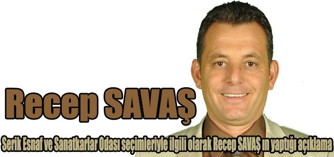 RECEP SAVAŞ'TAN TEŞEKKÜR